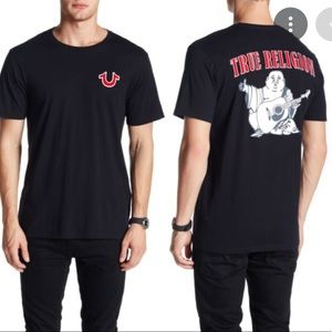True Religion Men's Buddha Logo Print Tee T-Shirt in Black Size M